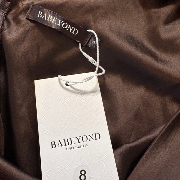 Babeyon A-Line V-Neck Chocolate Midi Gown Versatile Elegant Wedding Guest Formal - Picture 8 of 9